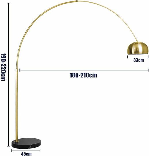 GloboStar Prague Lampa de podea Î220xL210cm. cu Soclu pentru Bec E27 Auriu