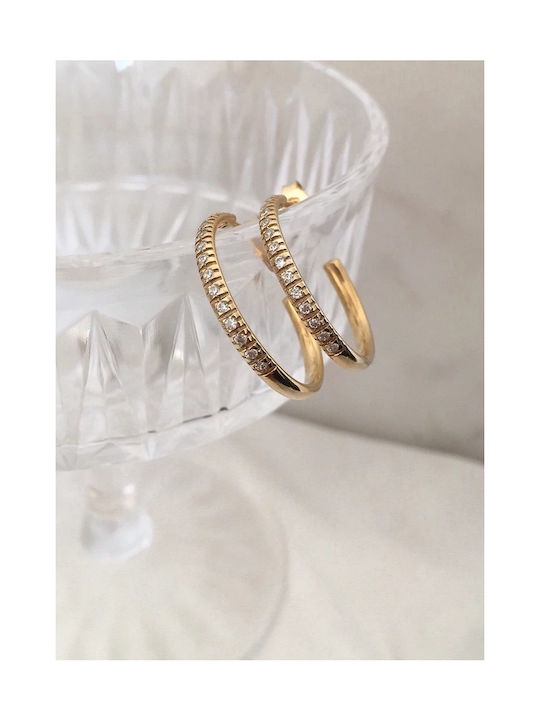 ZÉNAÏS Gemstone Hoops Medium gold plated silver