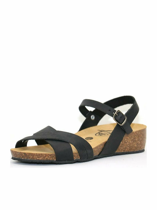 Anatomic Women's Leather Ankle Strap Platforms Black