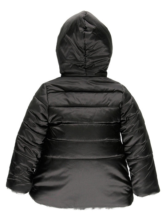 Kids' Fur Short Double Sided with Hood Black
