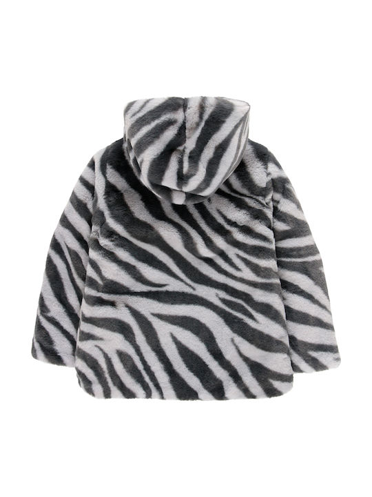 Kids' Fur Short Double Sided with Hood Black