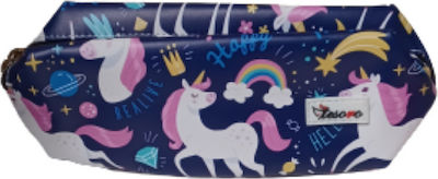 Tesoro Fabric Pencil Case Unicorn with 1 Compartment Blue