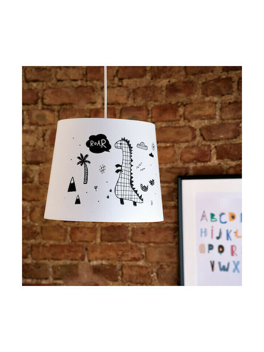 Funna Baby Kids Fabric Single Ceiling Light Dino Grey 60W 30x26cm