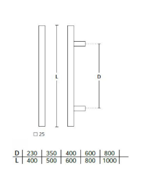 Convex Λαβή Εξώπορτας 1139 500mm Ματ Μαύρο