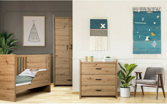 Amelia Baby Dresser with 3 Drawers Beige 84x46x87cm