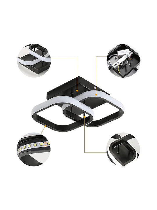 Powertech Plafonieră de Tavan 24buc Neagră cu LED Integrat