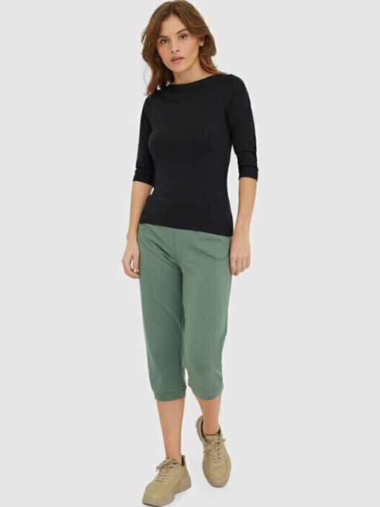 Panda Women's Blouse with 3/4 Sleeve Black