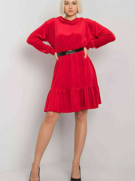 Fancy Mini Kleid mit Kapuze Rot