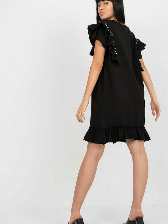 Fancy Summer Mini Dress with Ruffle Black