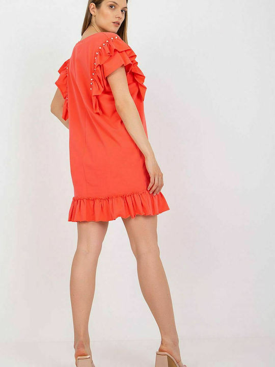 Fancy Summer Mini Dress with Ruffle Orange