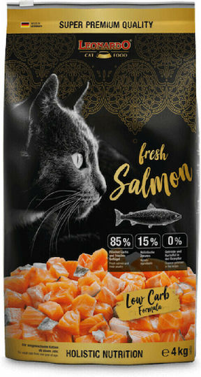 Leonardo Fresh Salmon Low Carb Ξηρά Τροφή χωρίς Σιτηρά για Ενήλικες Στειρωμένες Γάτες με Σολομό 0.25kg