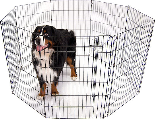Glee Foldable Park Dog Octagon XL 122x61x8εκ. made of Metal in Black Color 122 x 61 x 122cm