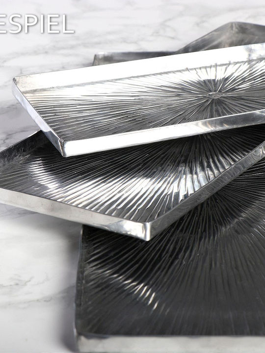 Espiel Aluminum Rectangular Decorative Tray Aluminum Serving Platter Ribbed 31x14cm 31x14x1.5cm