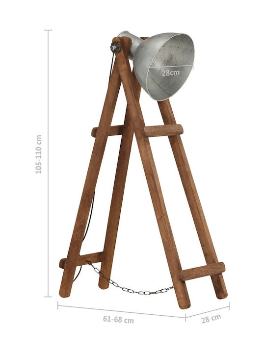 vidaXL Vintage Floor Lamp H110xW28cm. with Socket for Bulb E27 Brown