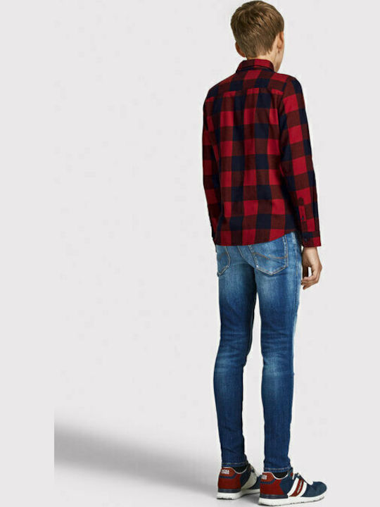 Kids Checked Shirt Long Sleeve Red