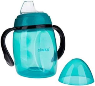 Akuku Educational Sippy Cup Plastic with Handles Turquoise for 6m+m+ 280ml A0366