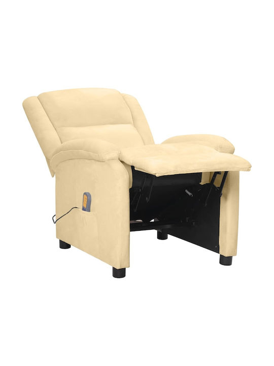 Πολυθρόνα Relax Massage με Υποπόδιο Βελούδινη Κρεμ 70x93x98cm
