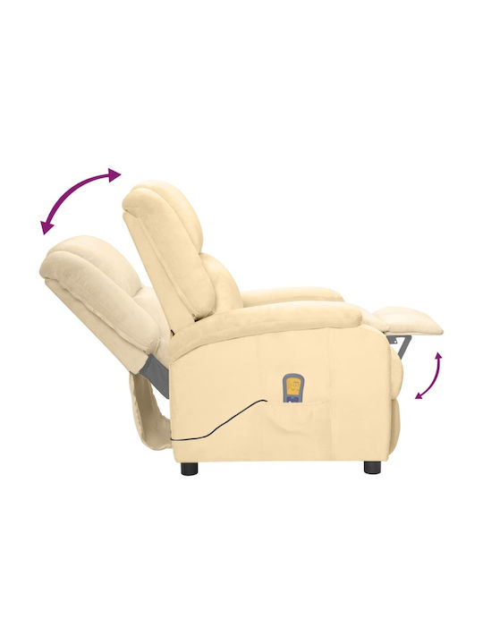 Πολυθρόνα Relax Massage με Υποπόδιο Βελούδινη Κρεμ 70x93x98cm