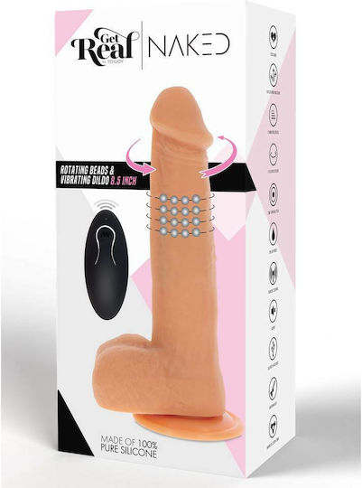 ToyJoy Get Real Naked Rotating Beads & Vibrating Dildo Реалистичен Вибратор с Дистанционно Управление 21см Плът