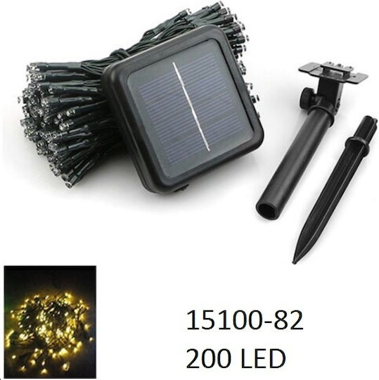 200 Светлини LED 20m. Топъл бял Слънчеви тип Лента 1бр
