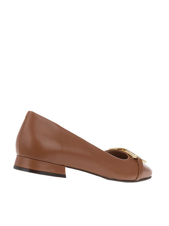 Sopasis Shoes Leather Pointy Ballerinas Tabac Brown