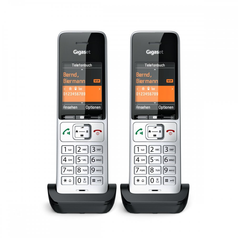 Gigaset COMFORT 500 Ασύρματο Τηλέφωνο Duo με Aνοιχτή Aκρόαση Ασημί ...