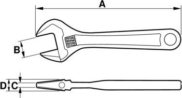 Bahco Französischer Schraubenschlüssel Länge 170mm mit einer Maulöffnung von bis zu 32mm