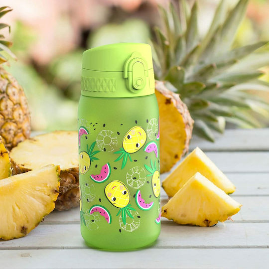 Ion8 Pineapples Kids Water Bottle Plastic with Straw Non Spill Green 400ml