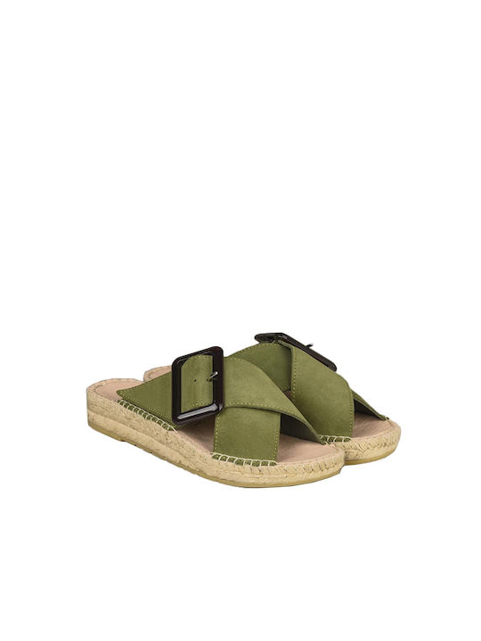 Macarena Women's Flat Sandals in Green Color