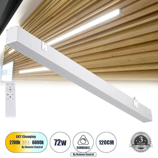 GloboStar Orion Commercial Linear LED Wall Light 72W Warm White IP20 Dimmable L120xD5.5xH7cm