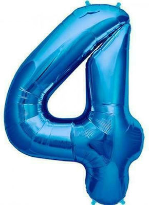 Balloon Foil Jumbo Number 4 Blue 86cm