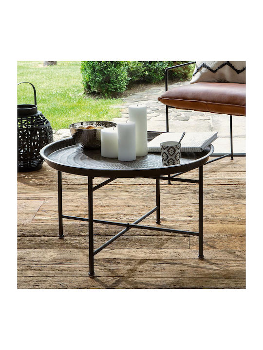 Round Metal Side Table Ασημί L65xW65xH39cm