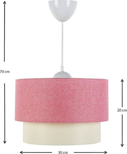 Megapap Whitehous Pendant Light Pink with Socket E27 30x20x55cm