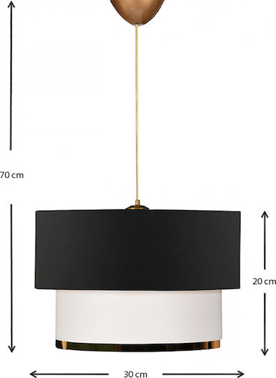 Megapap Barnhart Κρεμαστό Φωτιστικό Μαύρο με Ντουί E27 30x20x70εκ.