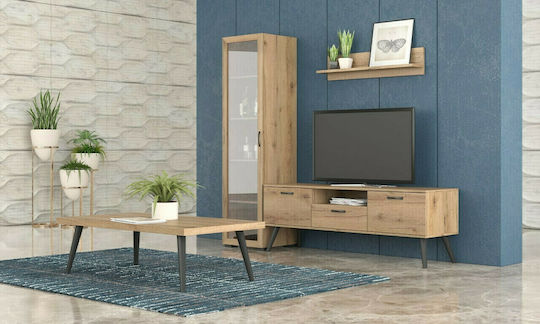 Wohnzimmer TV-Einheit Νο 55 Ink mit Vitrine L150xB44.5xH58cm