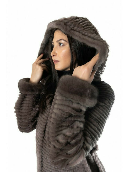 NAXOS WOMEN'S JACKET NATURAL MINK MINK MINK FUR GREY