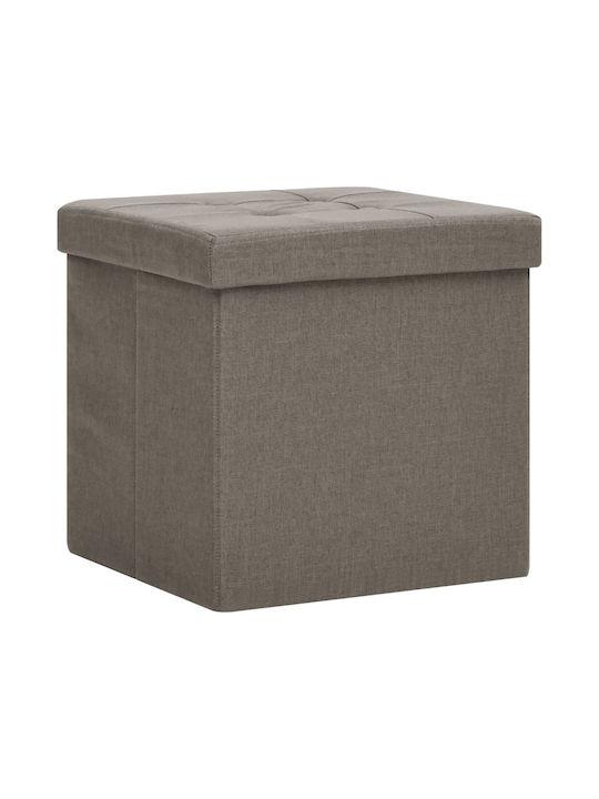 Stool For Living Room Collapsible With Storage Space Upholstered with Fabric Beige / Grey 38x38x38cm