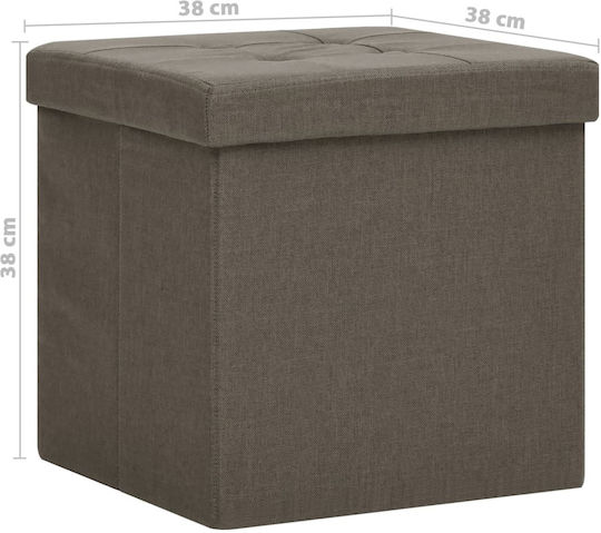 Stool For Living Room Collapsible With Storage Space Upholstered with Fabric Coffee 38x38x38cm