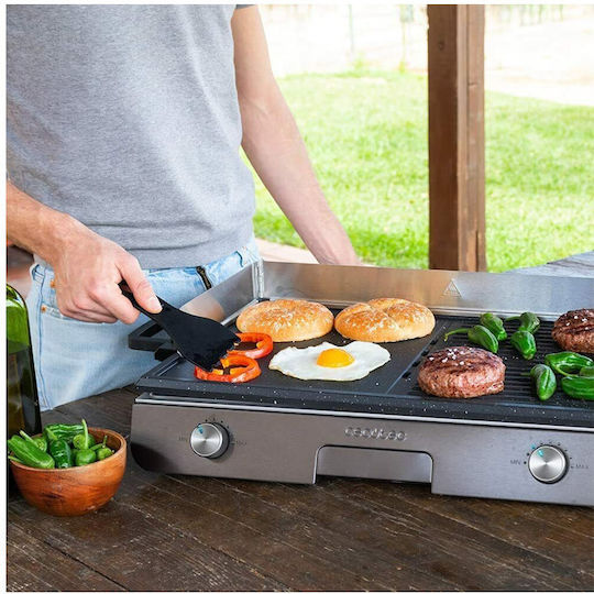 Cecotec Perfect Roast 3000 Tabletop Electric Grill Smooth and Ribbed Plate 3000W Inox with Adjustable Thermostat 30cmx50cmcm