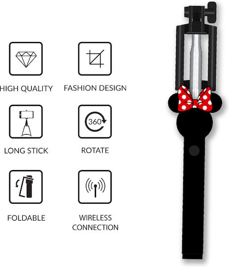 Disney Minnie 001 Selfie Stick με Bluetooth Μαύρο