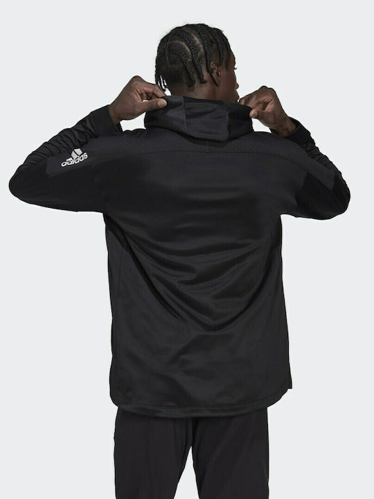 adidas Workout Warm Ζακέτα Μαύρη με Κουκούλα