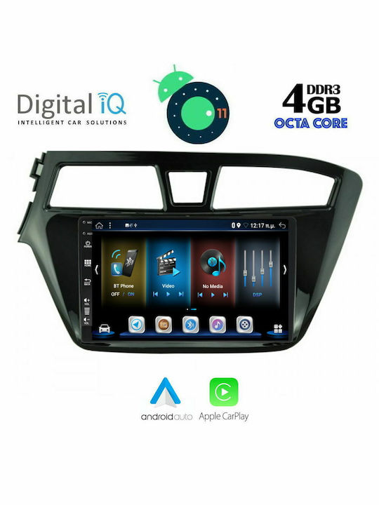 Digital IQ Sistem Audio Auto pentru Hyundai i20 2014-2019 cu A/C (Bluetooth/USB/AUX/WiFi/GPS/Apple-Carplay/Partitură) cu Ecran Tactil 9"