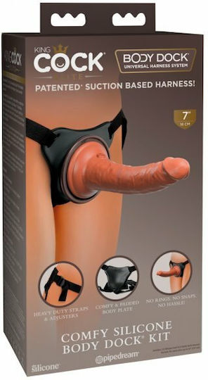 Pipedream King Cock Comfy Silicone Body Dock Kit Harness with Dildo 21cm in skin color