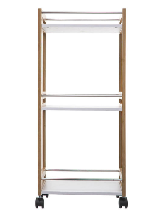 Atmosphera Kitchen Trolley Wooden White 3 Slots 36x30x82.5cm