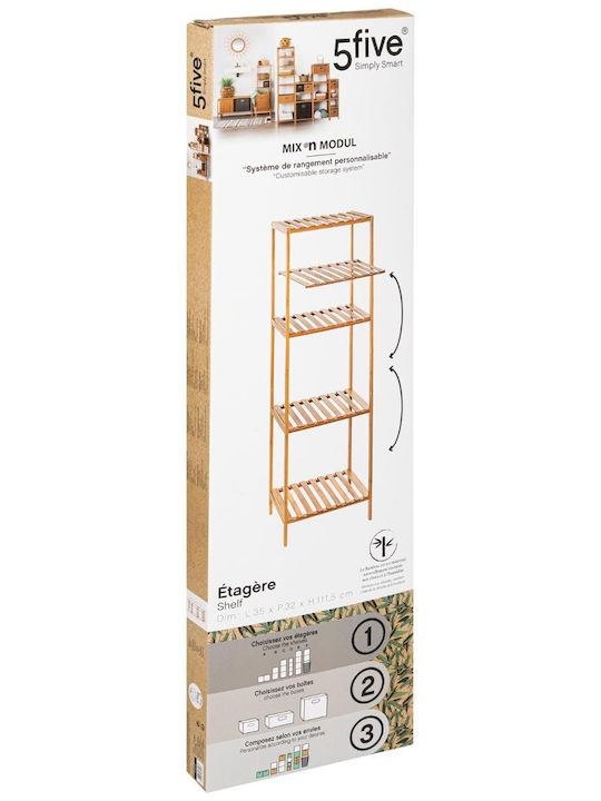 5Five Rafturi de baie Raft Baie Bambus cu 3 Rafturi 35x32x111.5cm Maro