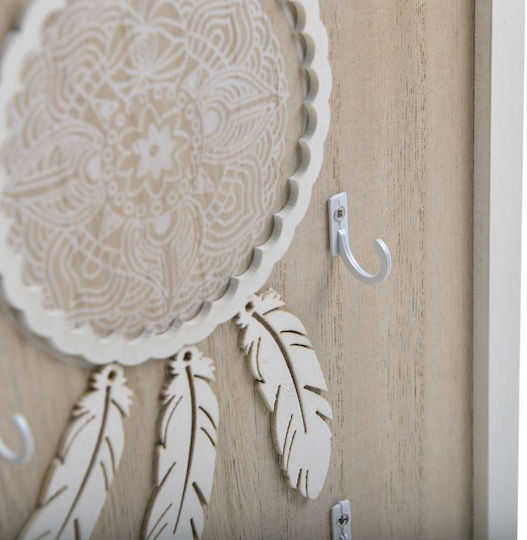 Click Wooden 5 Hooks Wall Key Holder 26x2x36cm
