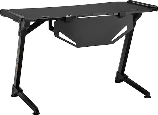 Γραφείο Gaming Glory Ξύλινο Μαύρο με Μεταλλικά Πόδια & LED 120x60x75εκ.