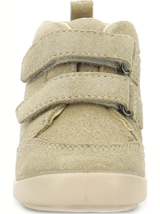 Lederne Kinderstiefeletten mit Klettverschluss Gold