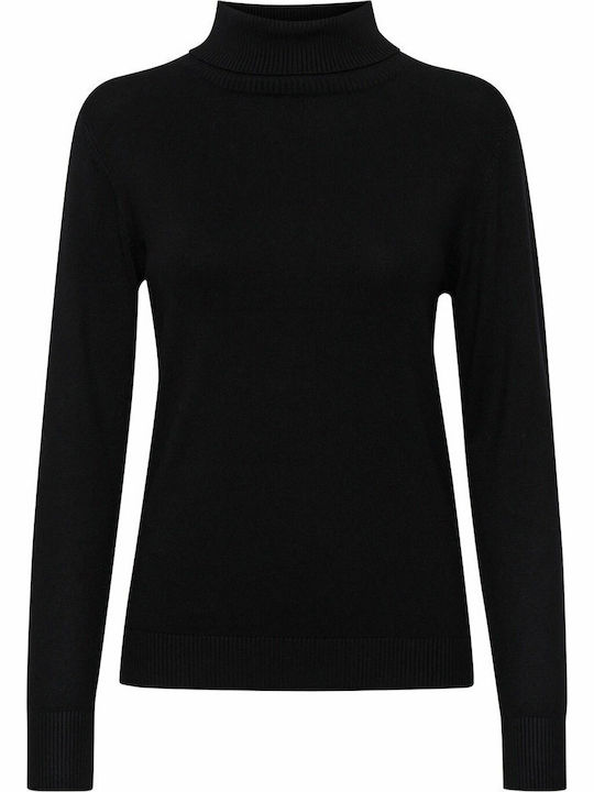 Pimba Women's Long Sleeve Turtleneck Sweater Black