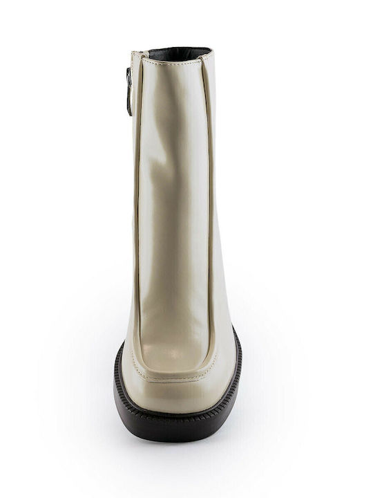 Leder Stiefeletten Damen Beige